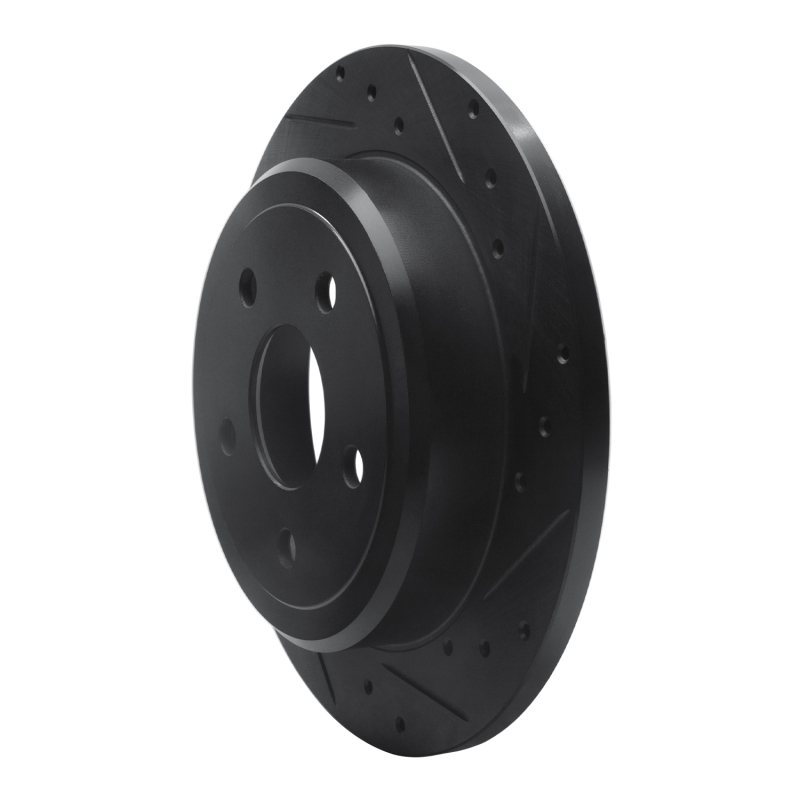 Jeep Commander Brake Rotor (1) - Rear Right - R1 Concepts - Drilled & Slotted - Black - `05-`10